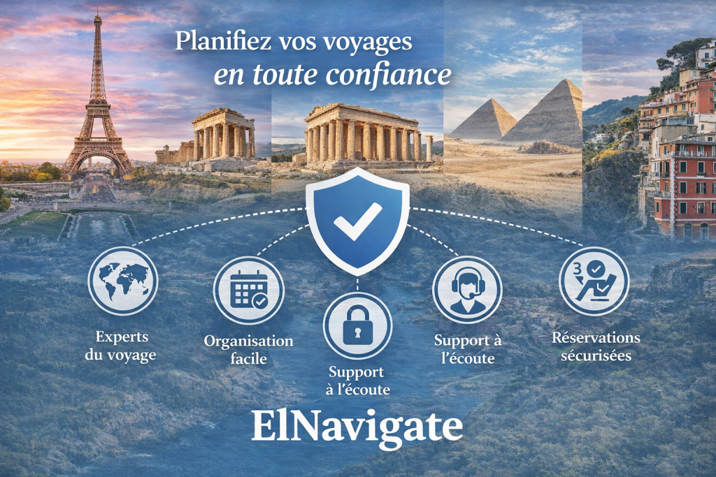 Planifiez vos voyages en toute confiance avec ElNavigate : experts, organisation, support et réservations sécurisées
