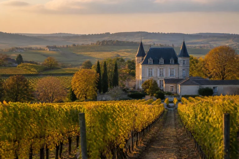 Vignobles et château près de Bordeaux, France