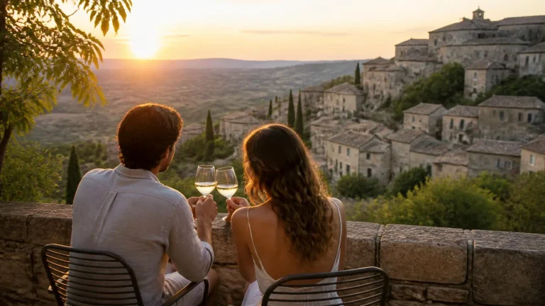 Couple sur une terrasse en Provence, France