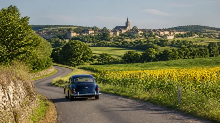 Road trip sur une route de campagne en France