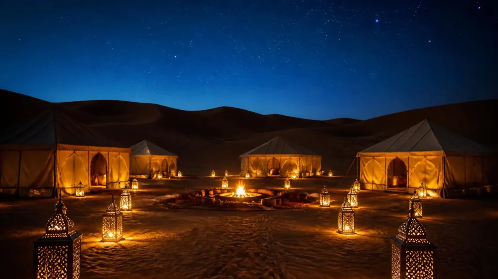 Camp dans le désert au Maroc
